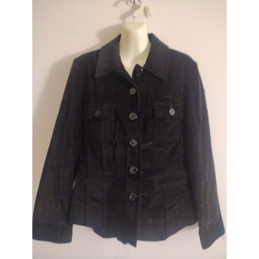 Talbots Stretch Velour Unlined Jacket, with Pockets, Black, Sz 10 NWOT
